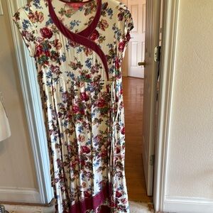 April Cornell Floral Dress - Cream and Red